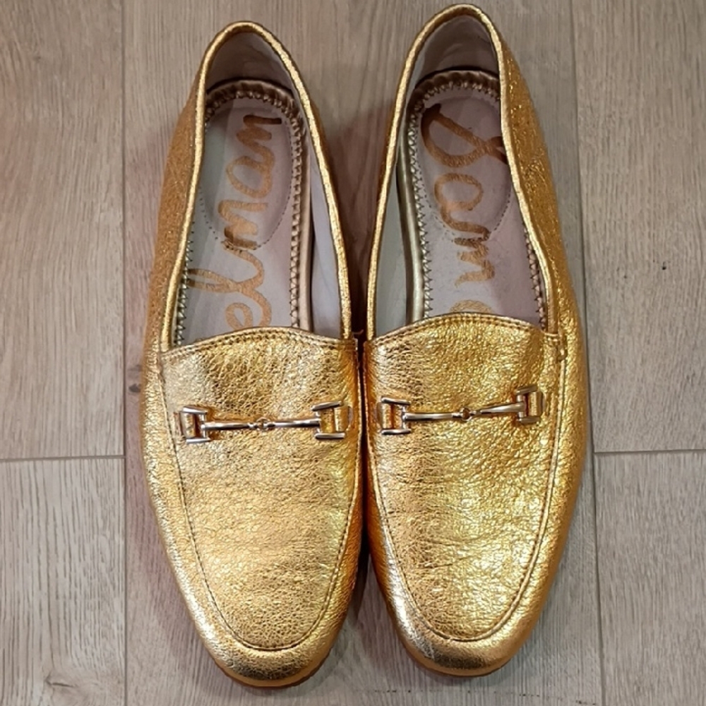 ✨Sam Edelman Loraine/Lior Loafers 6 | Metallic Gold Leather 👑 Loafer Flats